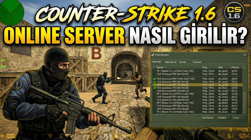 Counter strike 1.6 online server arayanlar için aktif Türk pro ve jailbreak server listesi ekranı